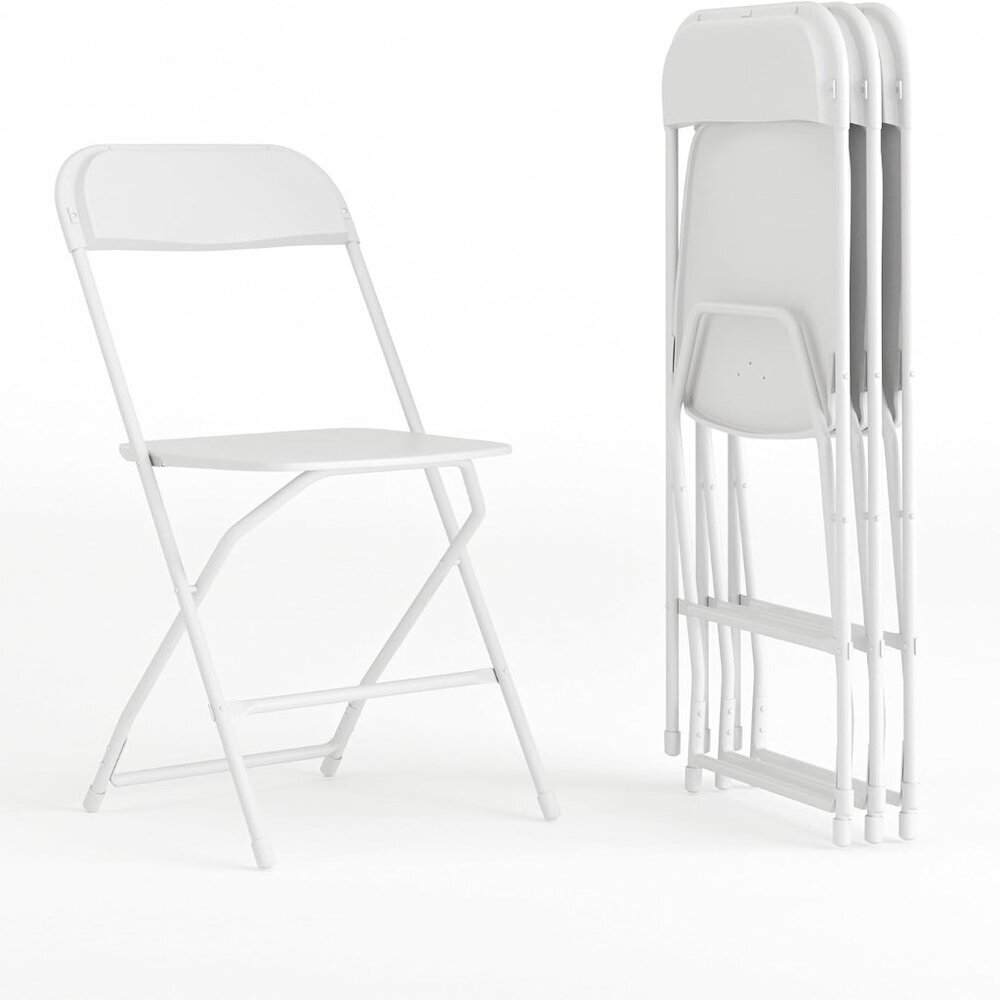 Hercules Series Plastic Folding Chair - White - 4 Pack 650LB Weight Capacity Com